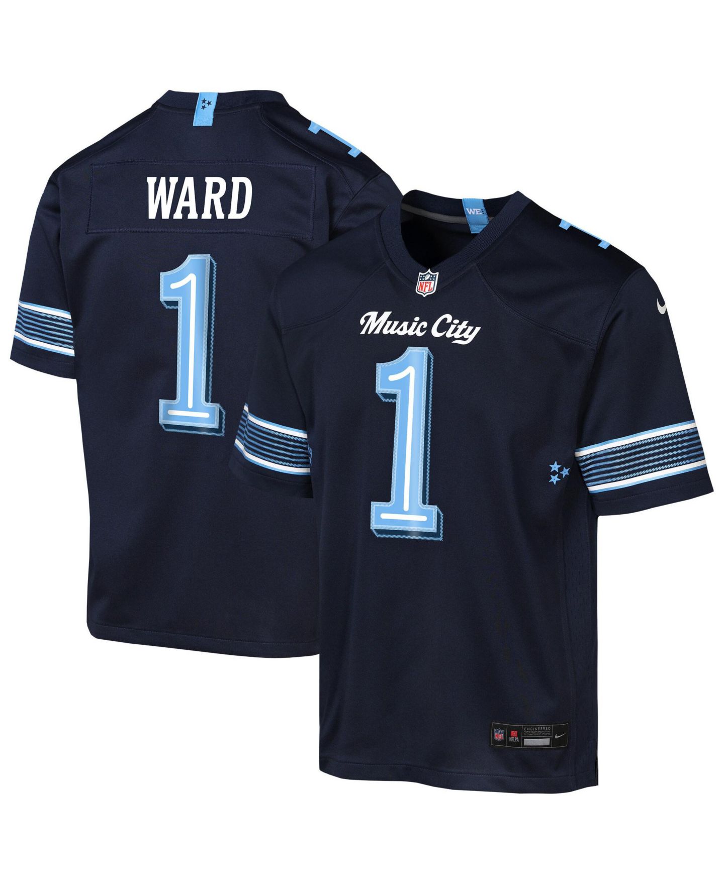 Детская игровая джерси Nike Cameron Ward Tennessee Titans 2026 Rivalries Collection, Navy — фото 1