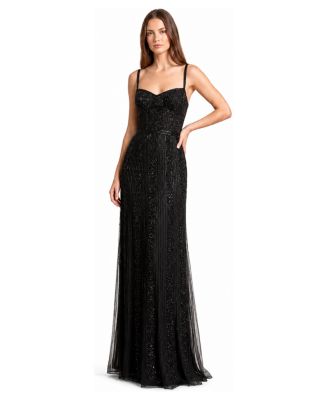 Plus Size Spaghetti-Strap Beaded Gown