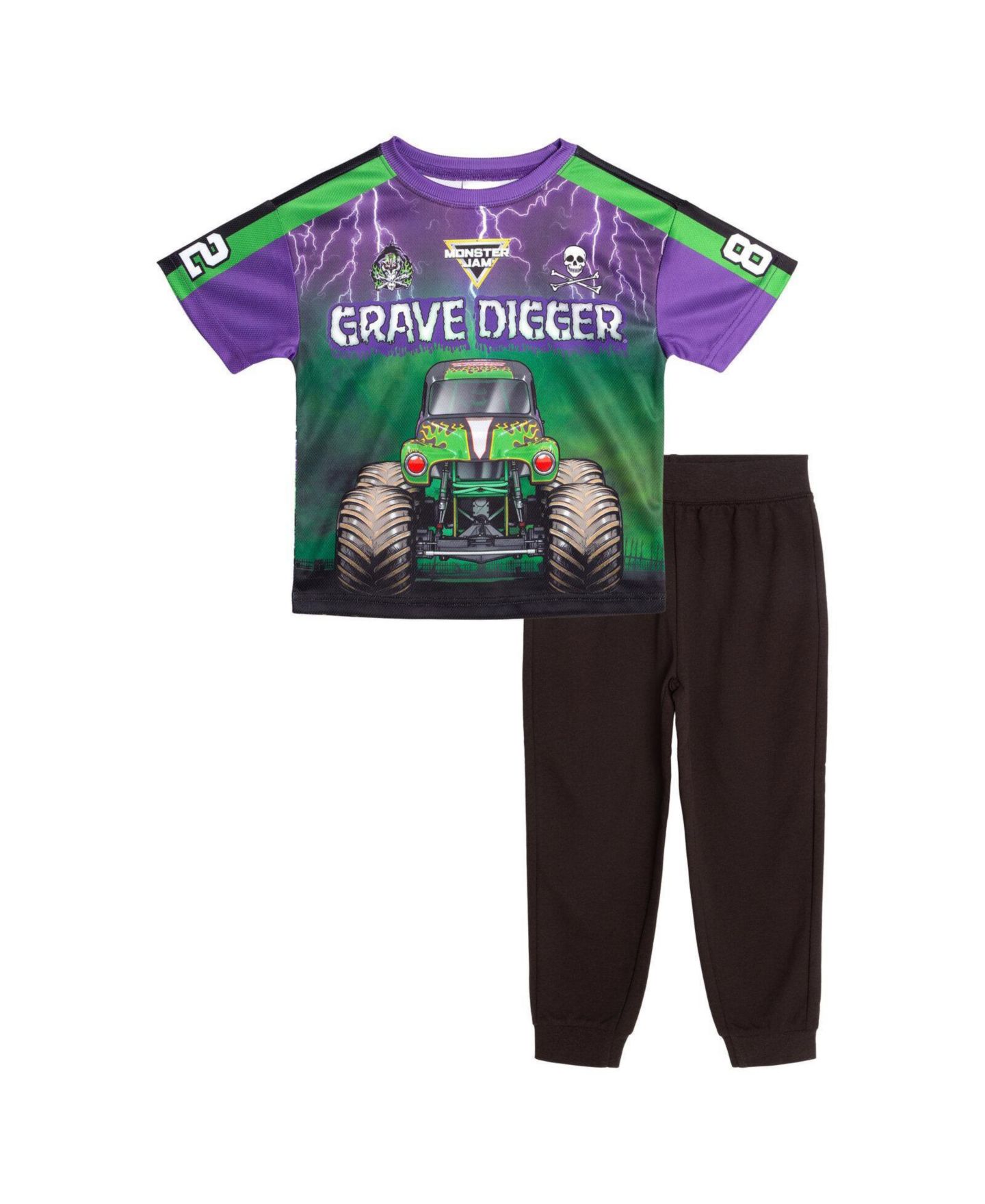 Комплект Monster Jam Grave Digger Athletic T-Shirt and Joggers, 2-Piece Set для мальчиков, цвет: Фиолетовый — фото 1
