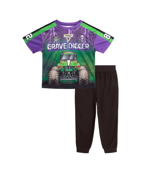 Комплект Monster Jam Grave Digger Athletic T-Shirt and Joggers, 2-Piece Set для мальчиков, цвет: Фиолетовый