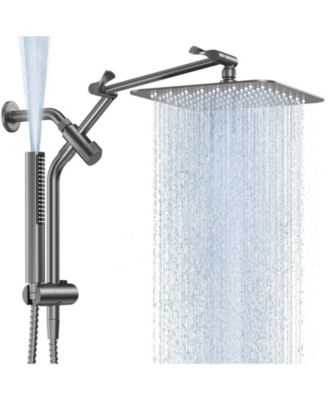 10" Metal Shower Head set Handheld Dual Rainfall Spray Detachable Arm