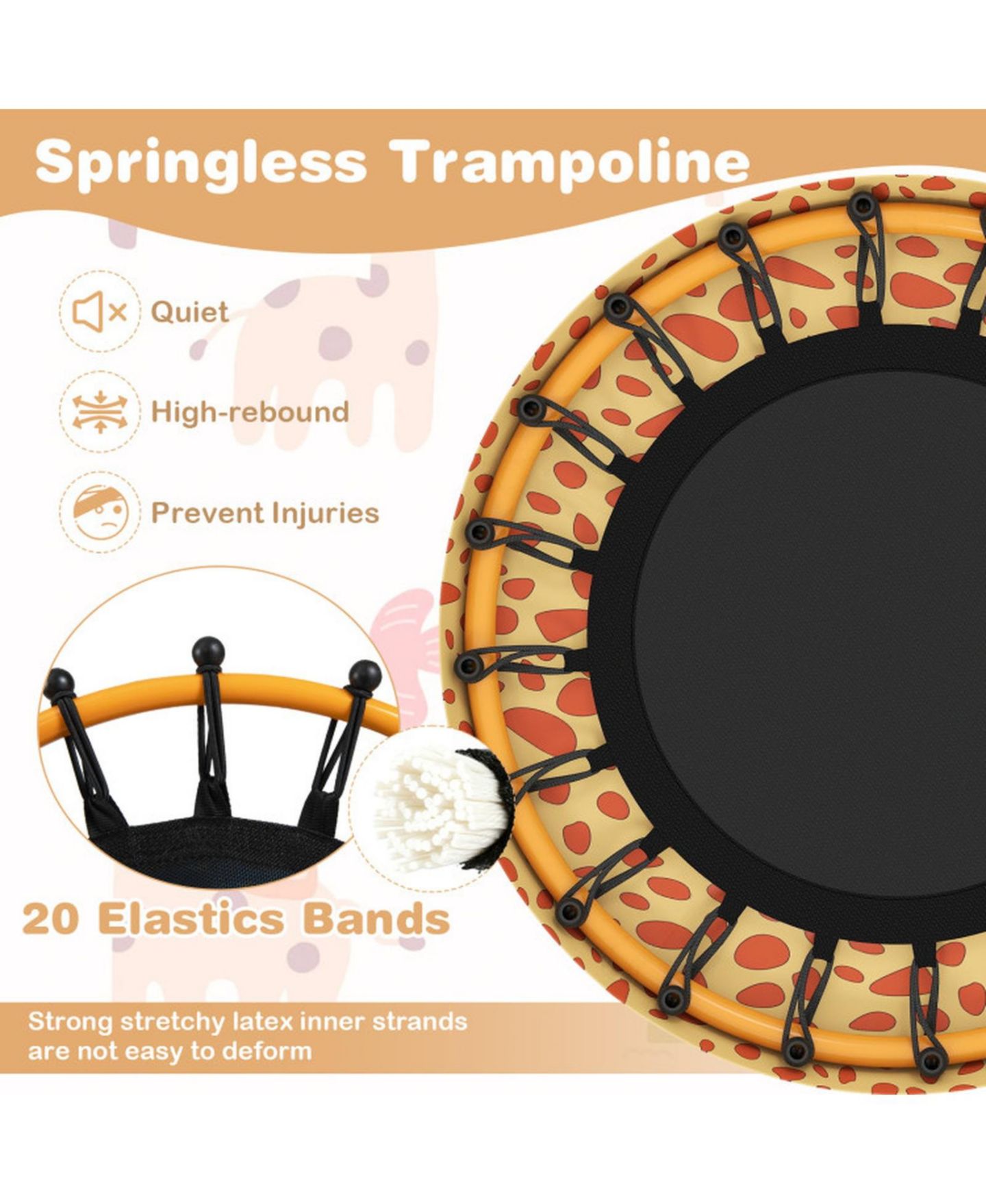 Детская игрушка SUGIFT Mini Trampoline with Foam-Padded Handle and Padded Cover, 28" x 30", 176 lbs Capacity, Ages 3-6, цвет: Оранжевый — фото 6