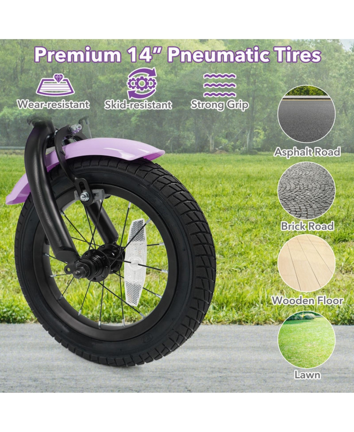Hongge 14-Inch Kids' Bike with Detachable Training Wheels and Dual Brakes, Ages 3-5