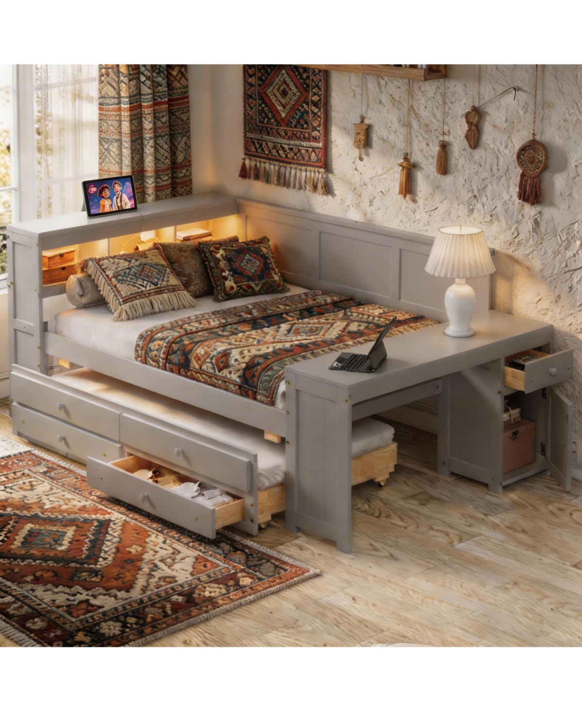 Sailvan Full Daybed with Storage Drawers, Trundle