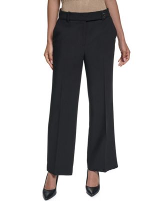 Petite Wide-Leg Mid-Rise Pants