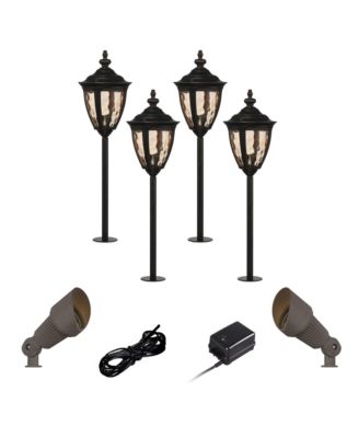 Uvas 22 1/2" High Traditional 8-Piece Outdoor Landscape Path and Spot Light Set Porch LED Bulb Bronze Finish