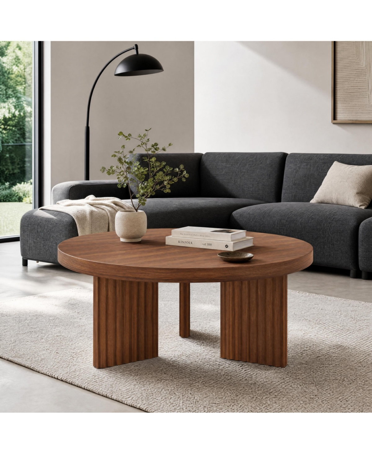 gaomon 33.5-Inch Round Wood Coffee Table for Small Spaces, Living Room Center Table