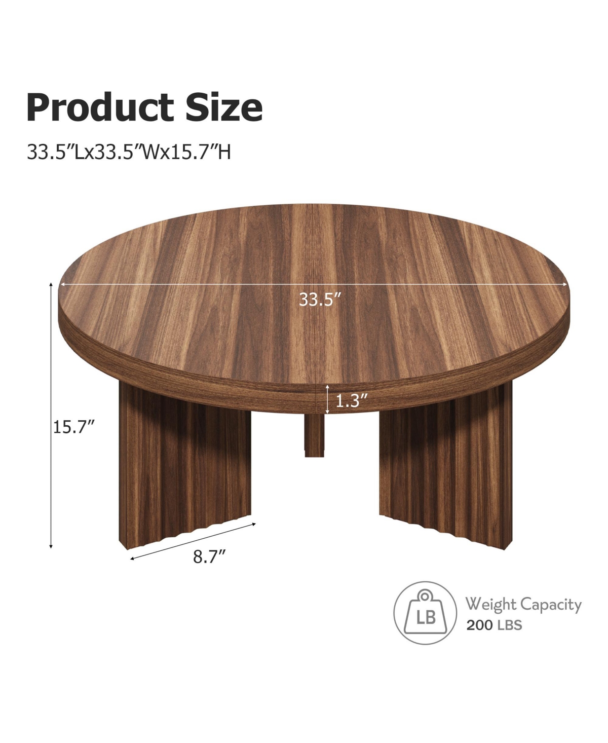 gaomon 33.5-Inch Round Wood Coffee Table for Small Spaces, Living Room Center Table