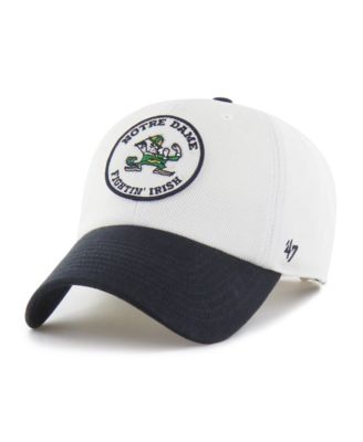 Men's and Women's '47 White/Navy Notre Dame Fighting Irish Pique Patch Clean Up Adjustable Hat