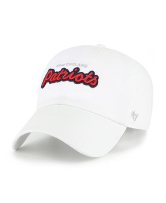 Women's White New England Patriots Trendy Script Clean Up Adjustable Hat