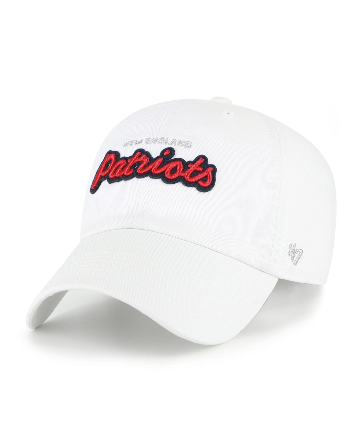 '47 Brand Women's White New England Patriots Trendy Script Clean Up Adjustable Hat - White