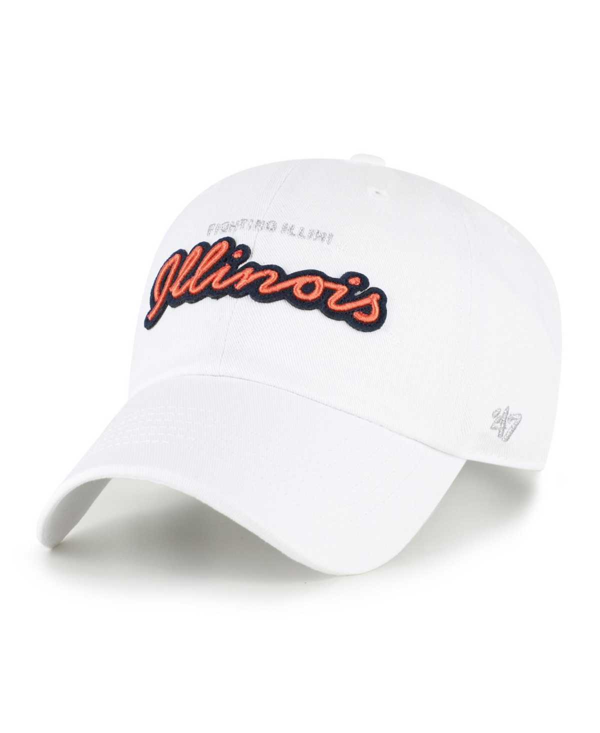 '47 Brand Women's White Illinois Fighting Illini Trendy Script Clean Up Adjustable Hat