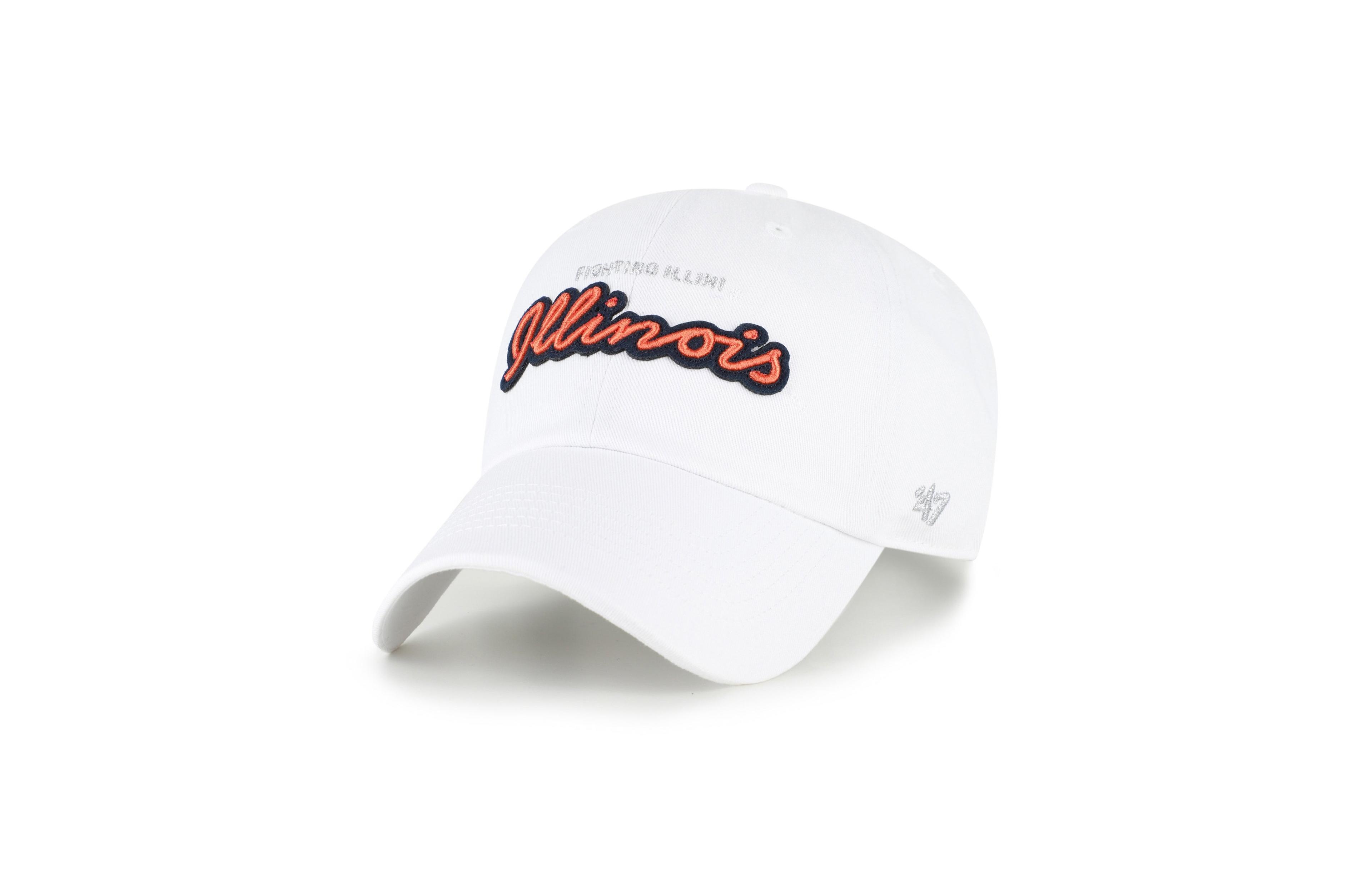 '47 Brand Women's White Illinois Fighting Illini Trendy Script Clean Up Adjustable Hat
