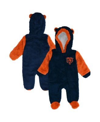 Baby Boys and Girls Navy Chicago Bears Teddy Fleece Bunting Full-Zip Sleeper
