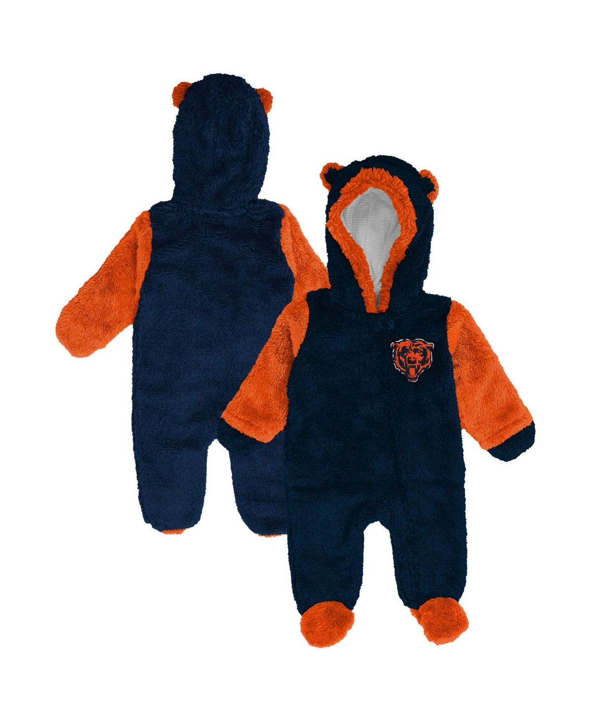 Outerstuff Baby Boys and Girls Navy Chicago Bears Teddy Fleece Bunting Full-Zip Sleeper