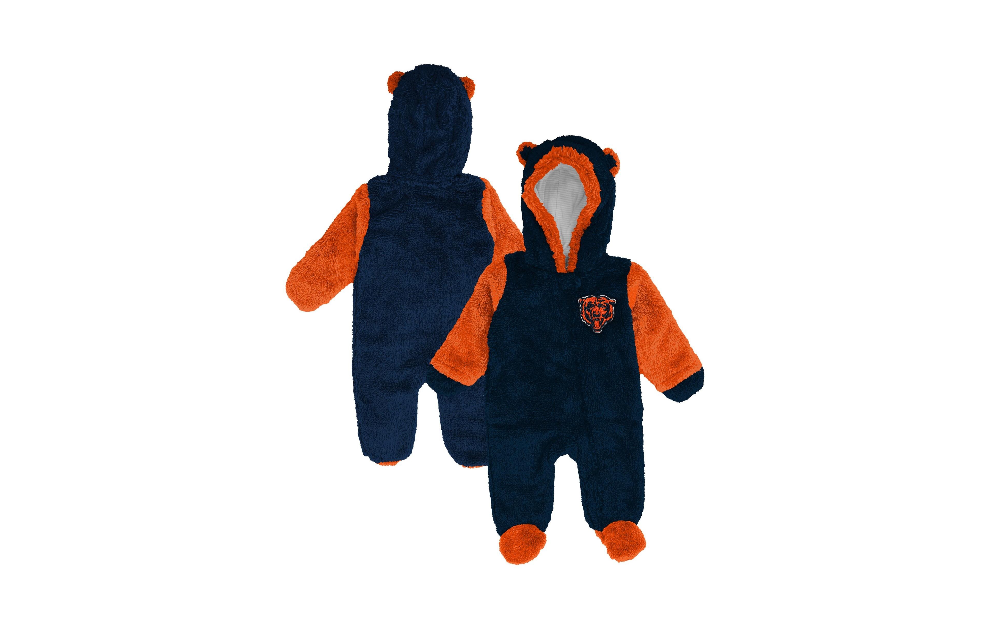 Outerstuff Baby Boys and Girls Navy Chicago Bears Teddy Fleece Bunting Full-Zip Sleeper