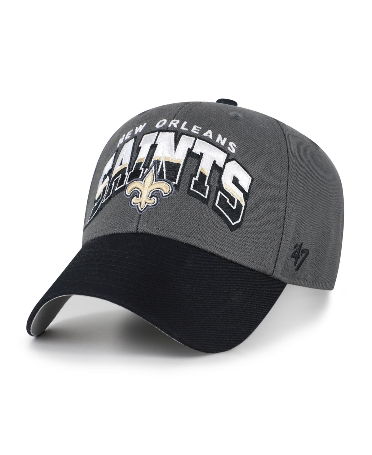 '47 Brand Men's Charcoal New Orleans Saints Split Block Mvp Adjustable Hat - Charcoal