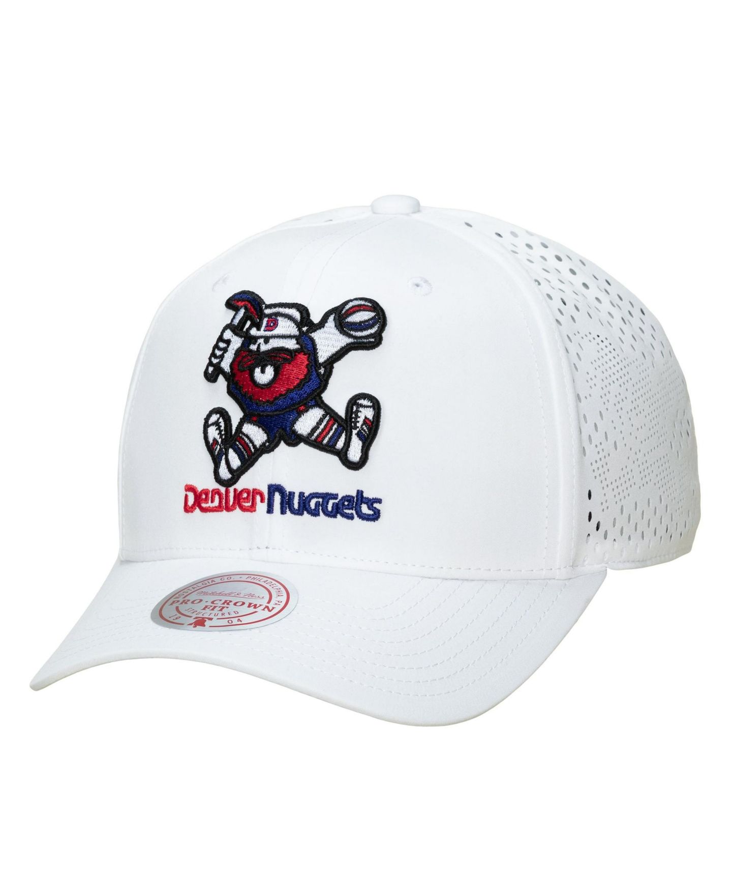 Мужская кепка Mitchell & Ness White Denver Nuggets Perfect Lightweight Pro Crown Adjustable Hat — фото 1