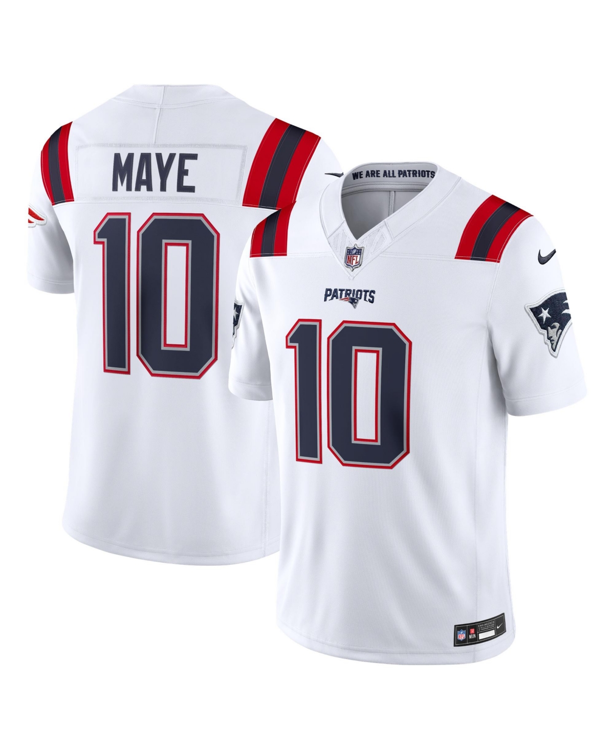 Nike Men's Drake Maye White New England Patriots Vapor F.u.s.e. Stitched Limited Jersey