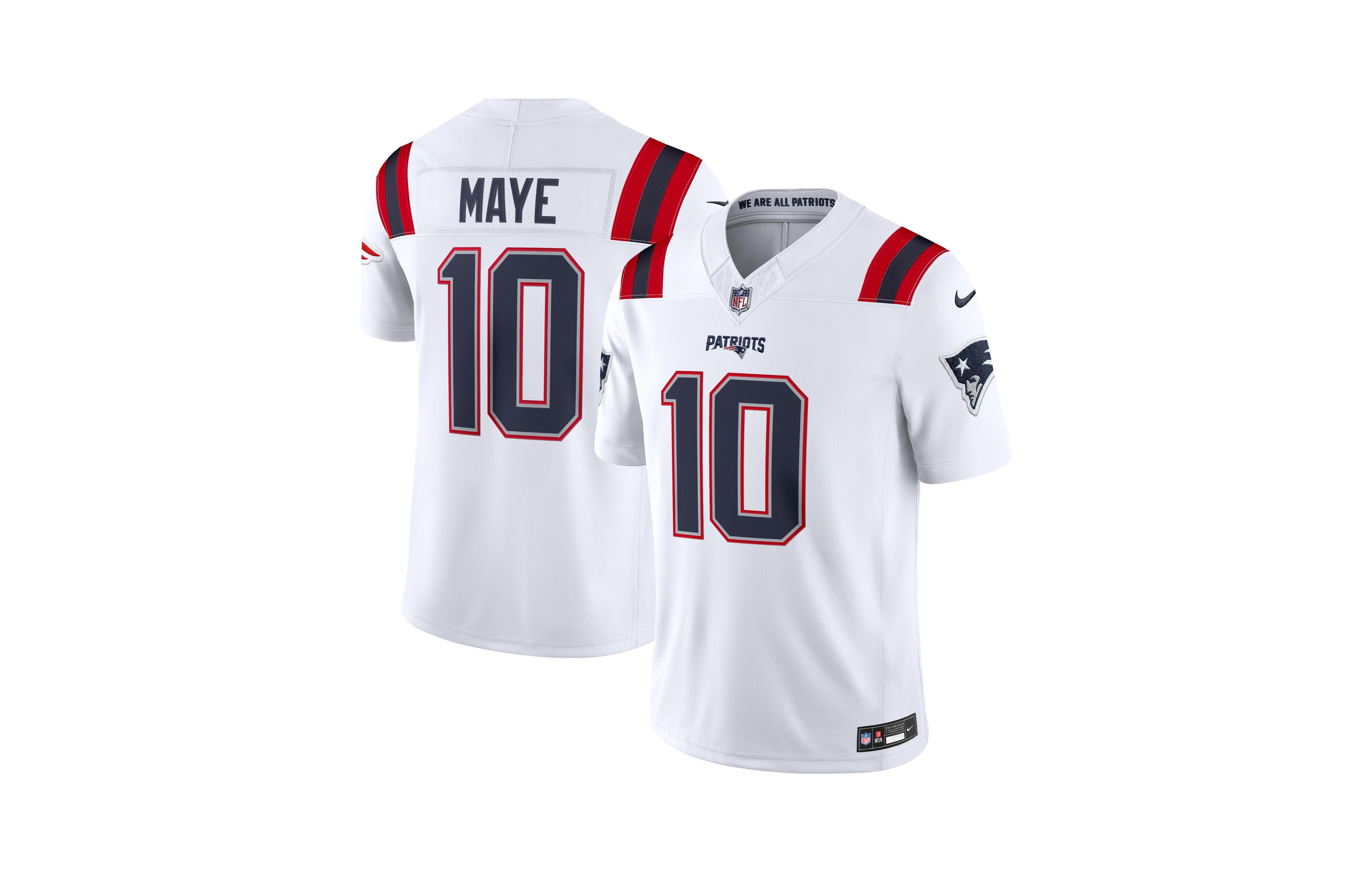 Nike Men's Drake Maye White New England Patriots Vapor F.u.s.e. Stitched Limited Jersey