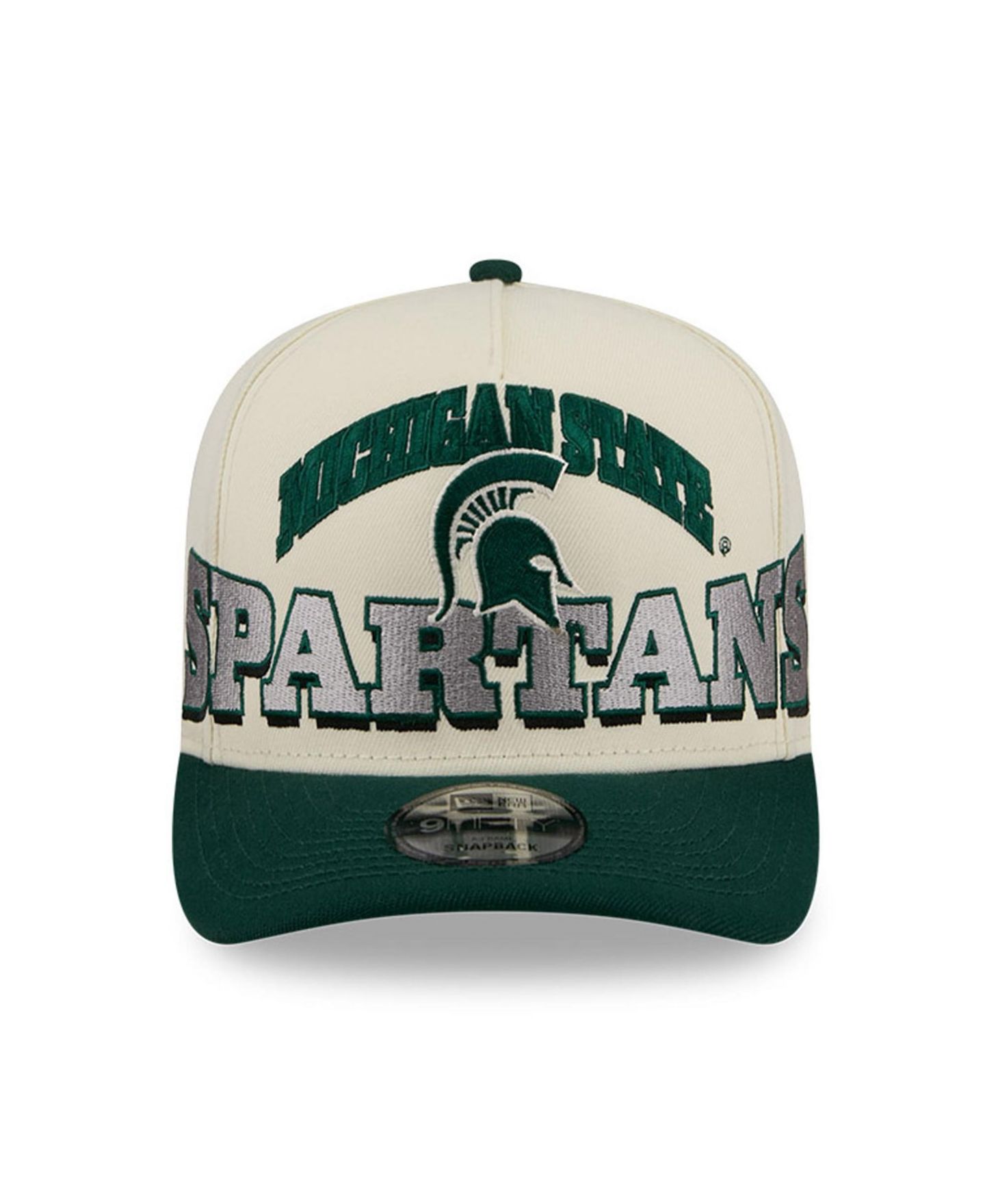 Мужская кепка New Era Cream/Green Michigan State Spartans March Madness Historic Collection 9FIFTY A-Frame Snapback Hat — фото 5