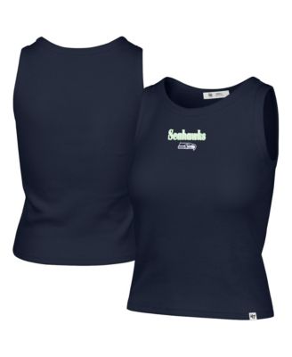 Women's '47  College Navy Seattle Seahawks Cropped Straight Cut Ribbed Baby Tank Top