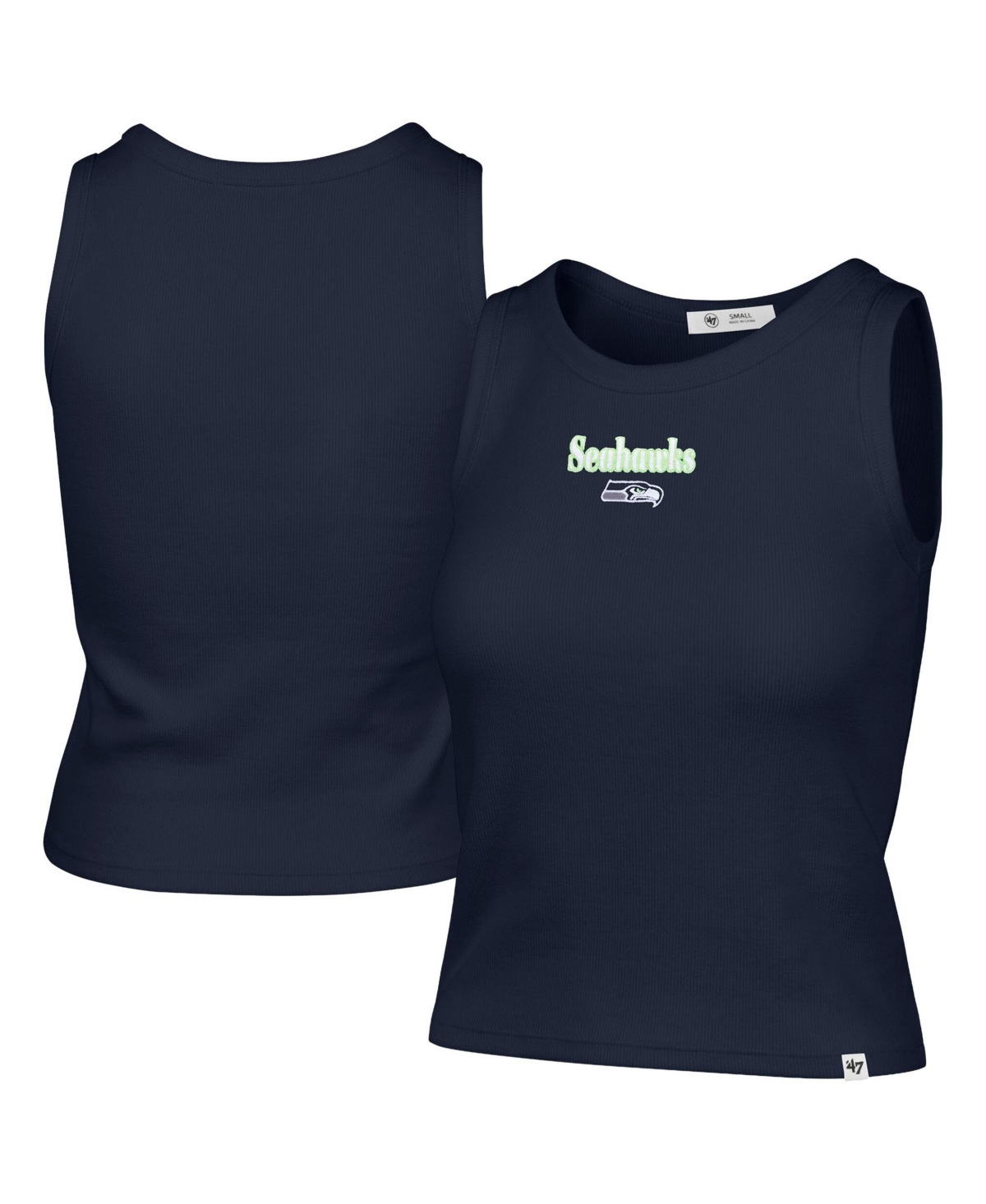 '47 Brand Women's College Navy Seattle Seahawks Cropped Straight Cut Ribbed Baby Tank Top