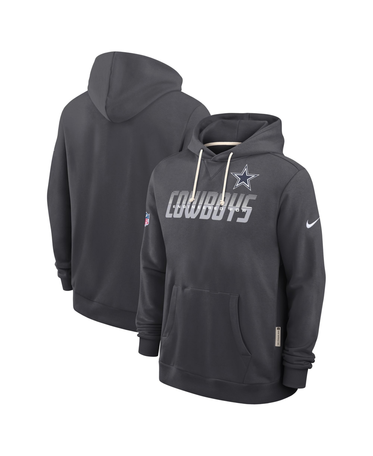 Nike Men's Charcoal Dallas Cowboys Sideline Standard Issue Top Prospect Dri-fit Hoodie