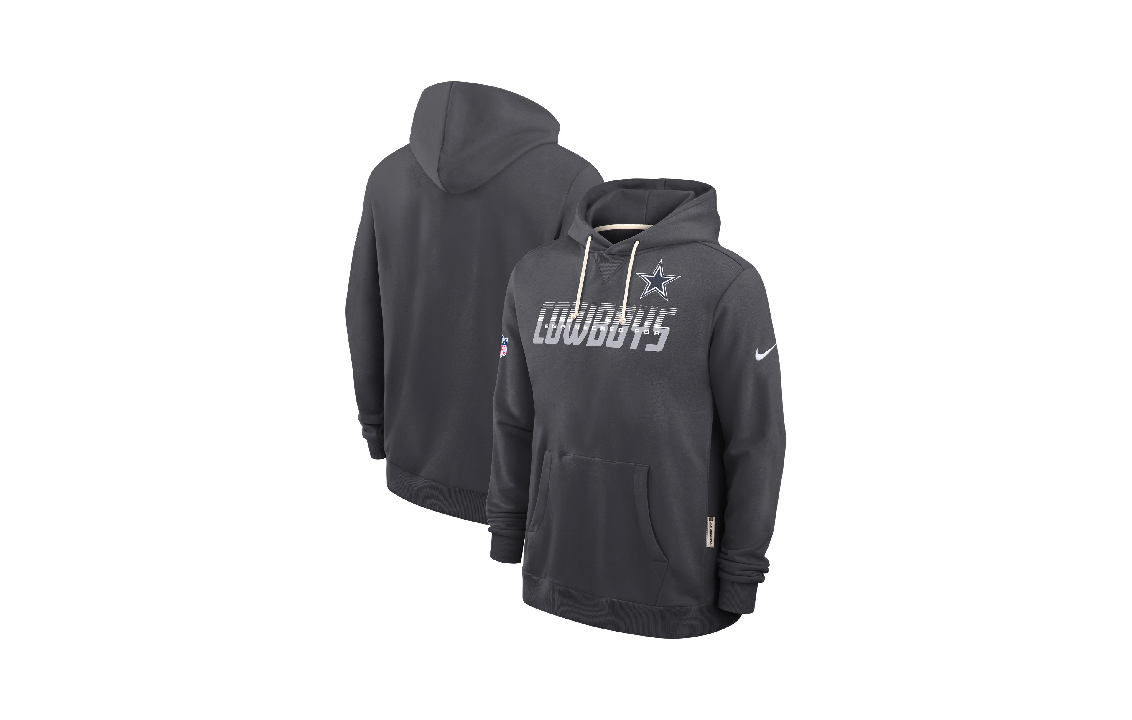 Nike Men's Charcoal Dallas Cowboys Sideline Standard Issue Top Prospect Dri-fit Hoodie