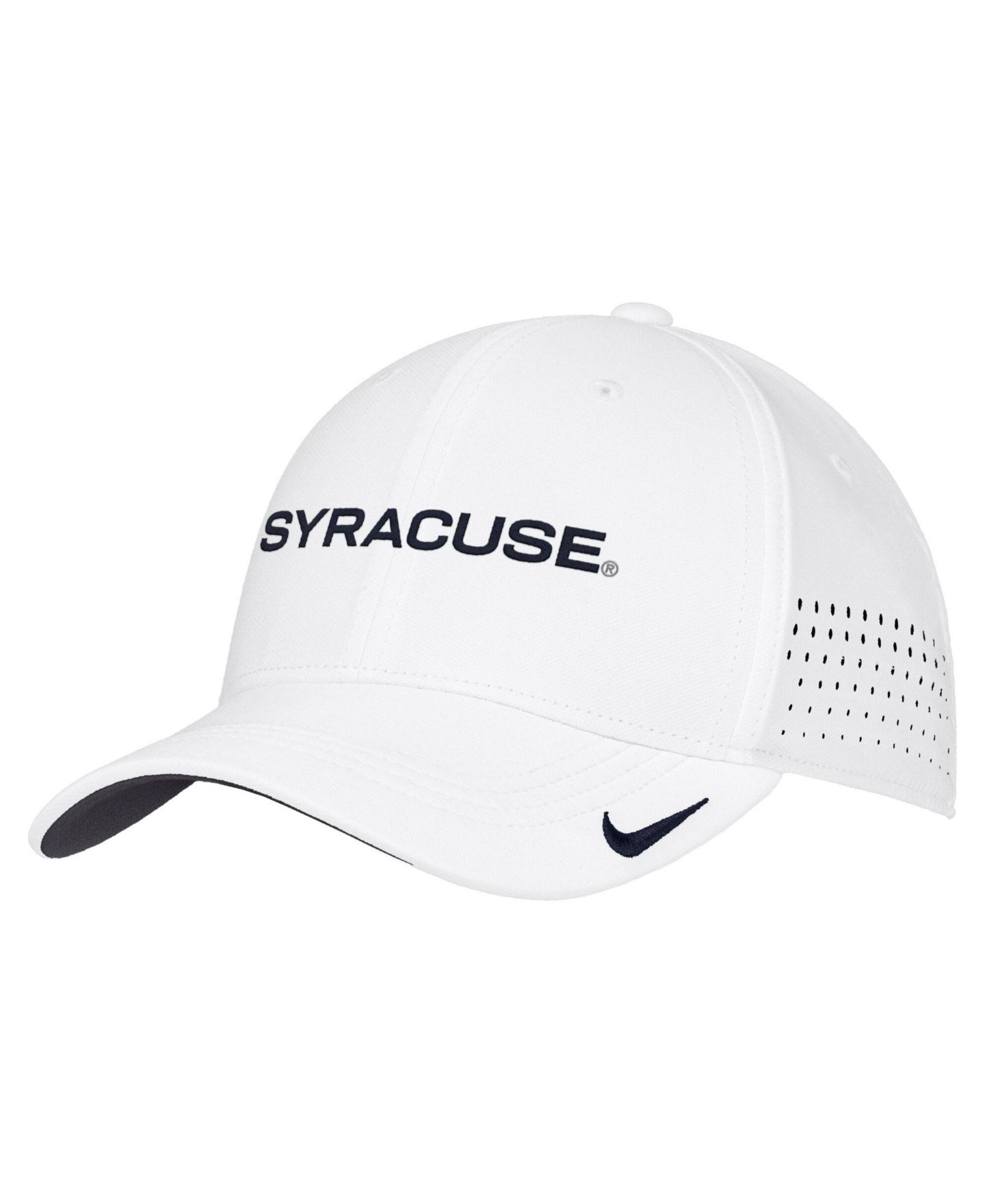 Мужской головной убор Nike White Syracuse Orange 2026 On-Field AeroBill SwooshFlex Dri-FIT Hat — фото 1