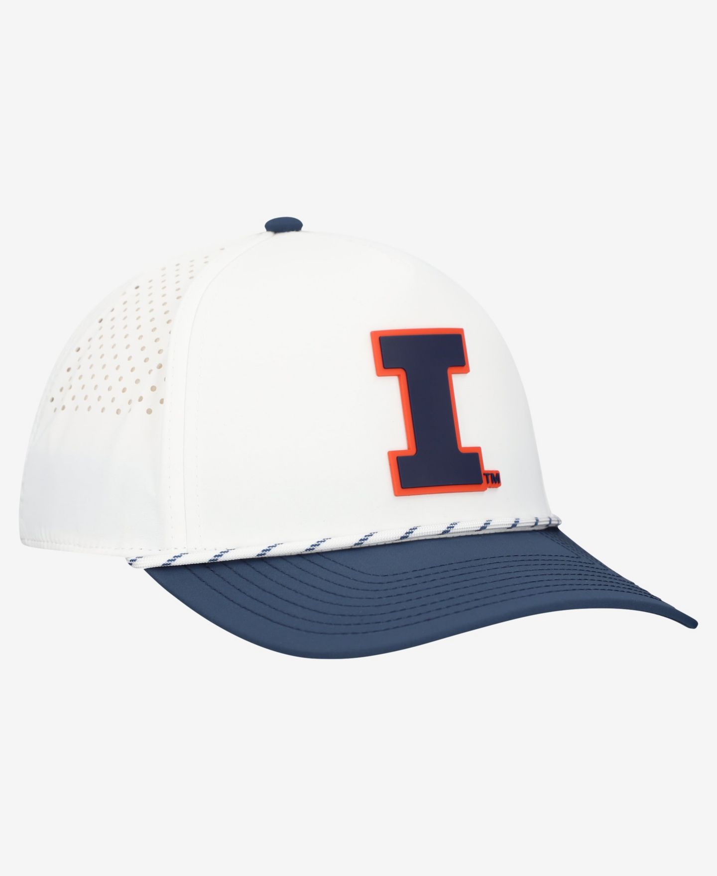 Мужской головной убор Branded Bills White/Navy Illinois Fighting Illini Classic Adjustable Rope Hat — фото 3