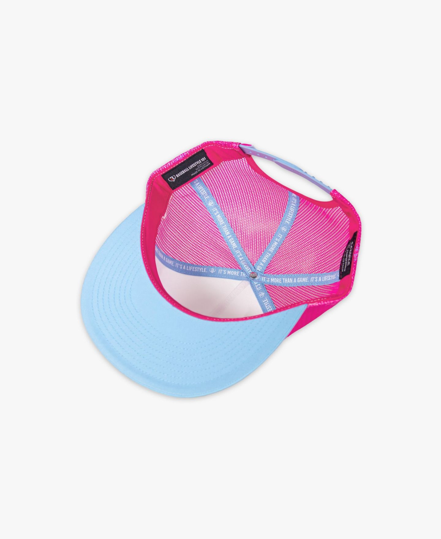 Мужская кепка Baseball Lifestyle 101 Pink/Light Blue Signature Adjustable Trucker Hat — фото 2