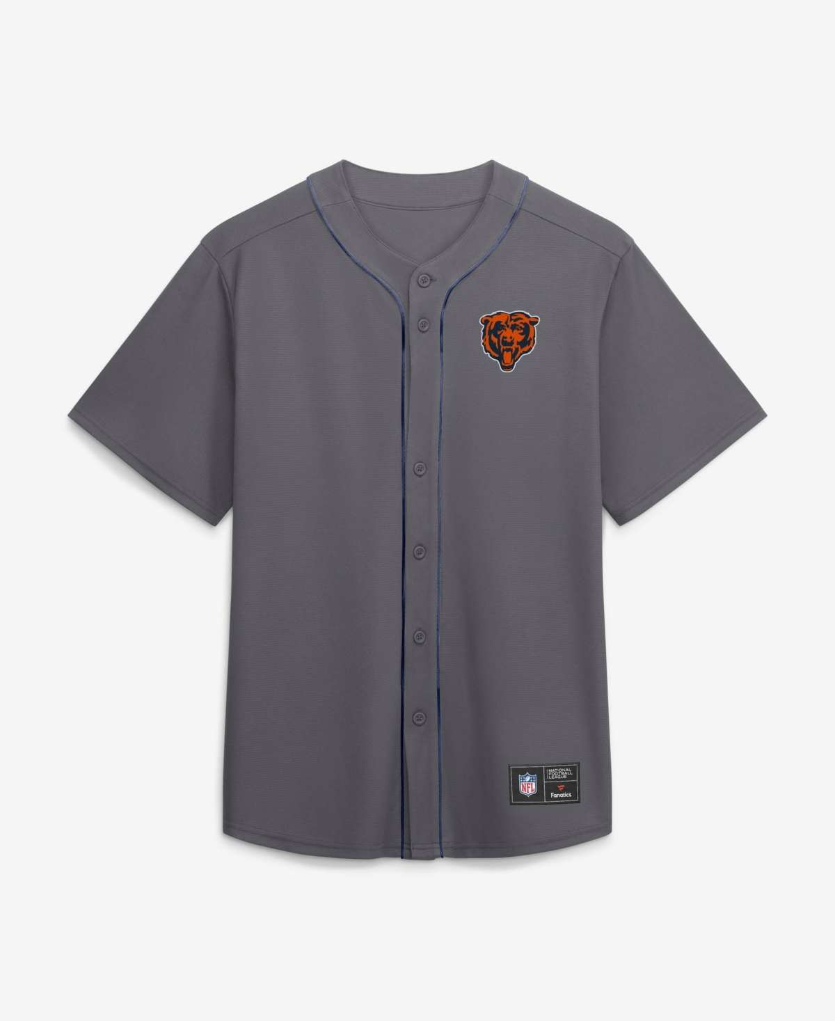 Fanatics Men's Gray Chicago Bears After Hours Button-Up Baseball Top - Gray, Navy