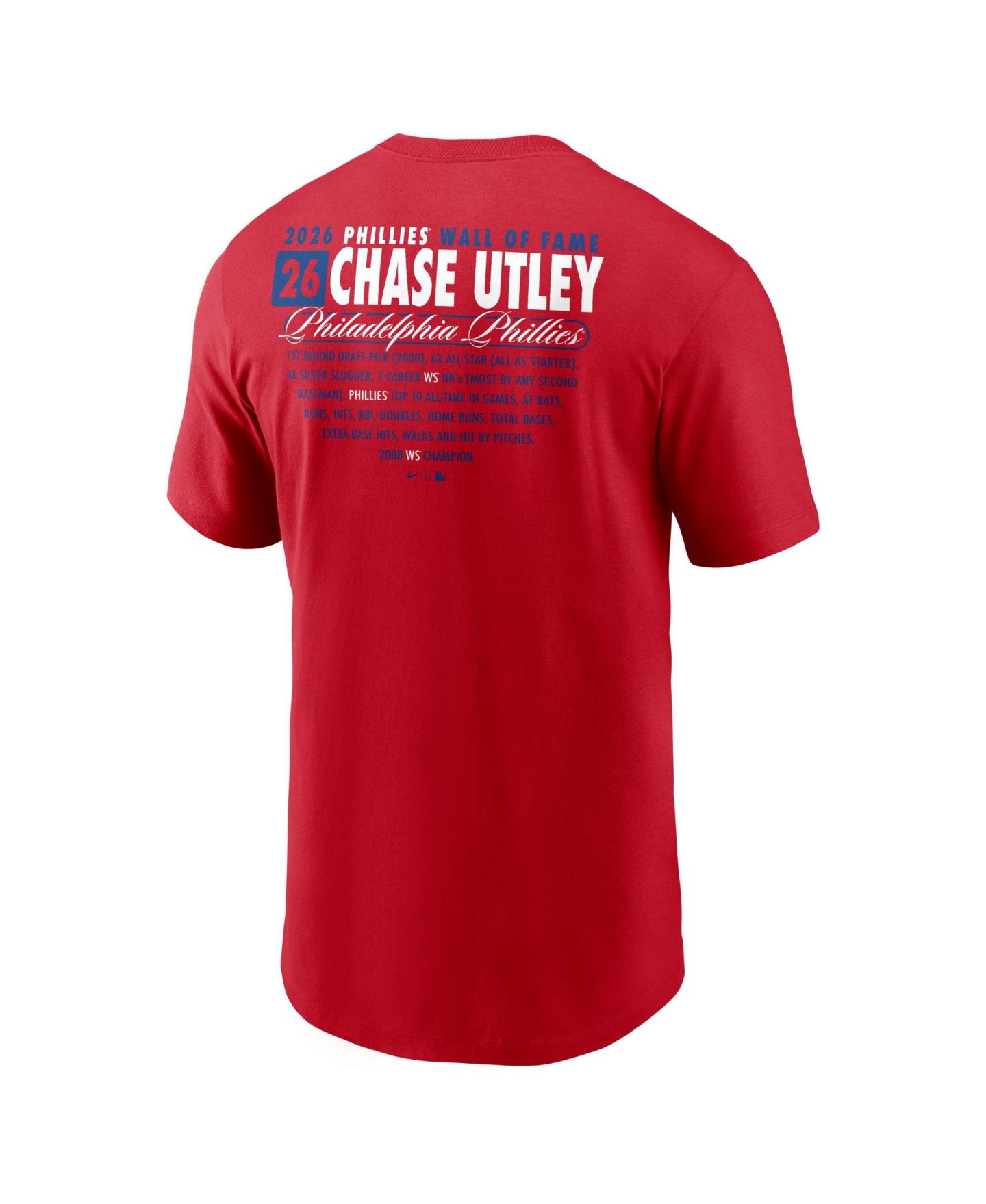 Мужская футболка Nike Chase Utley Red Philadelphia Phillies Wall of Fame — фото 3