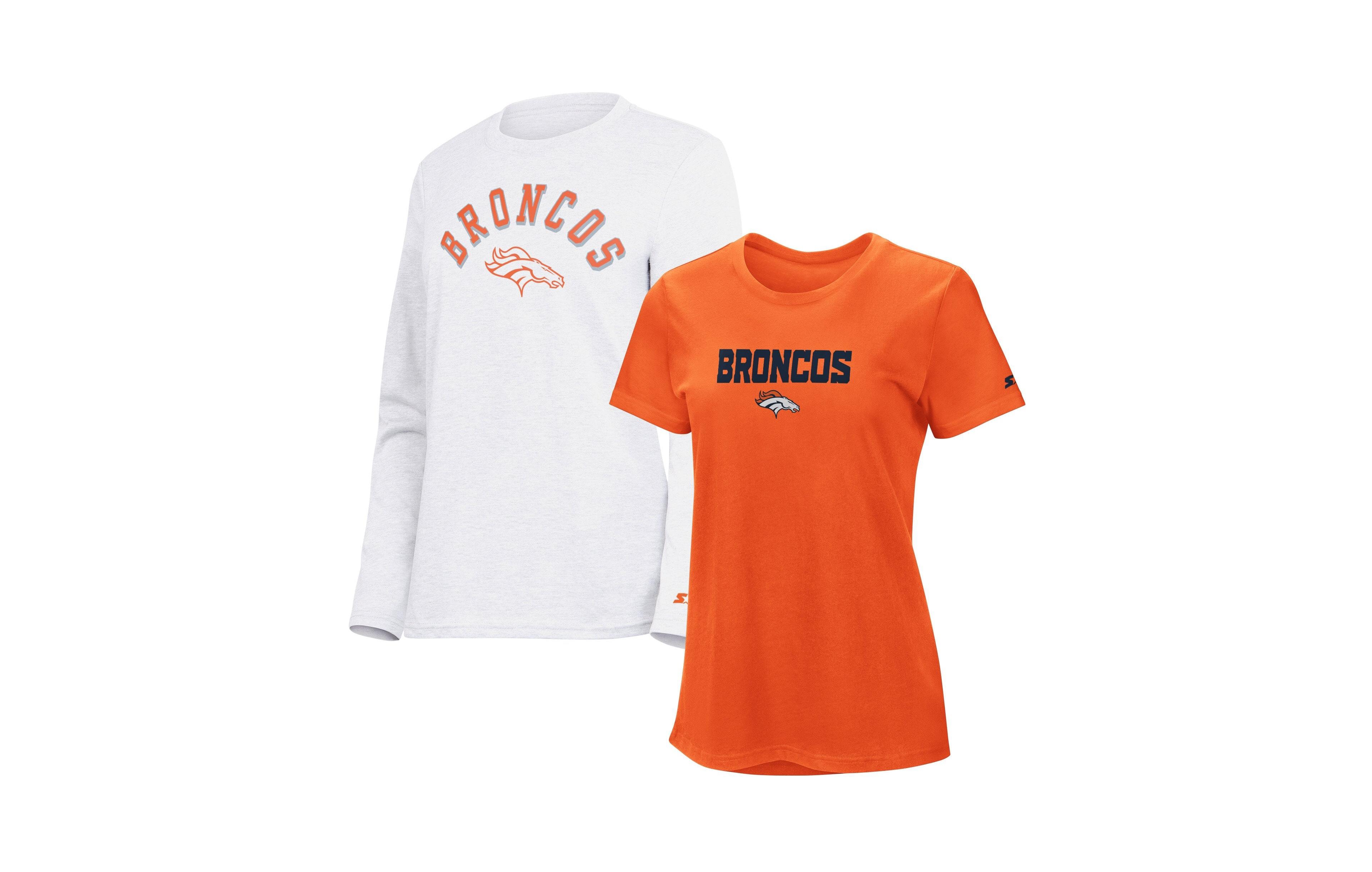 Starter Women's Orange/Ash Denver Broncos Short Sleeve Long T-Shirt Combo Pack
