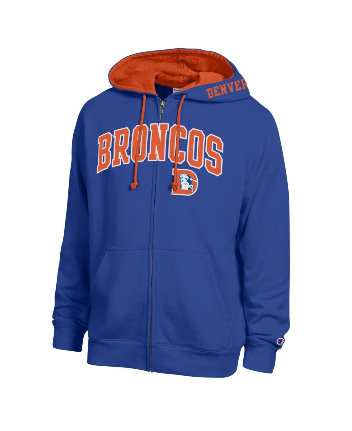 Champion Men's Royal/Orange Denver Broncos Full-Zip Hoodie