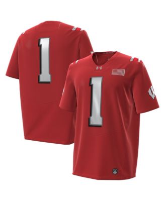Men's 1 Red Wisconsin Badgers 2026 Lambeau Field Collection Replica Football Jersey
