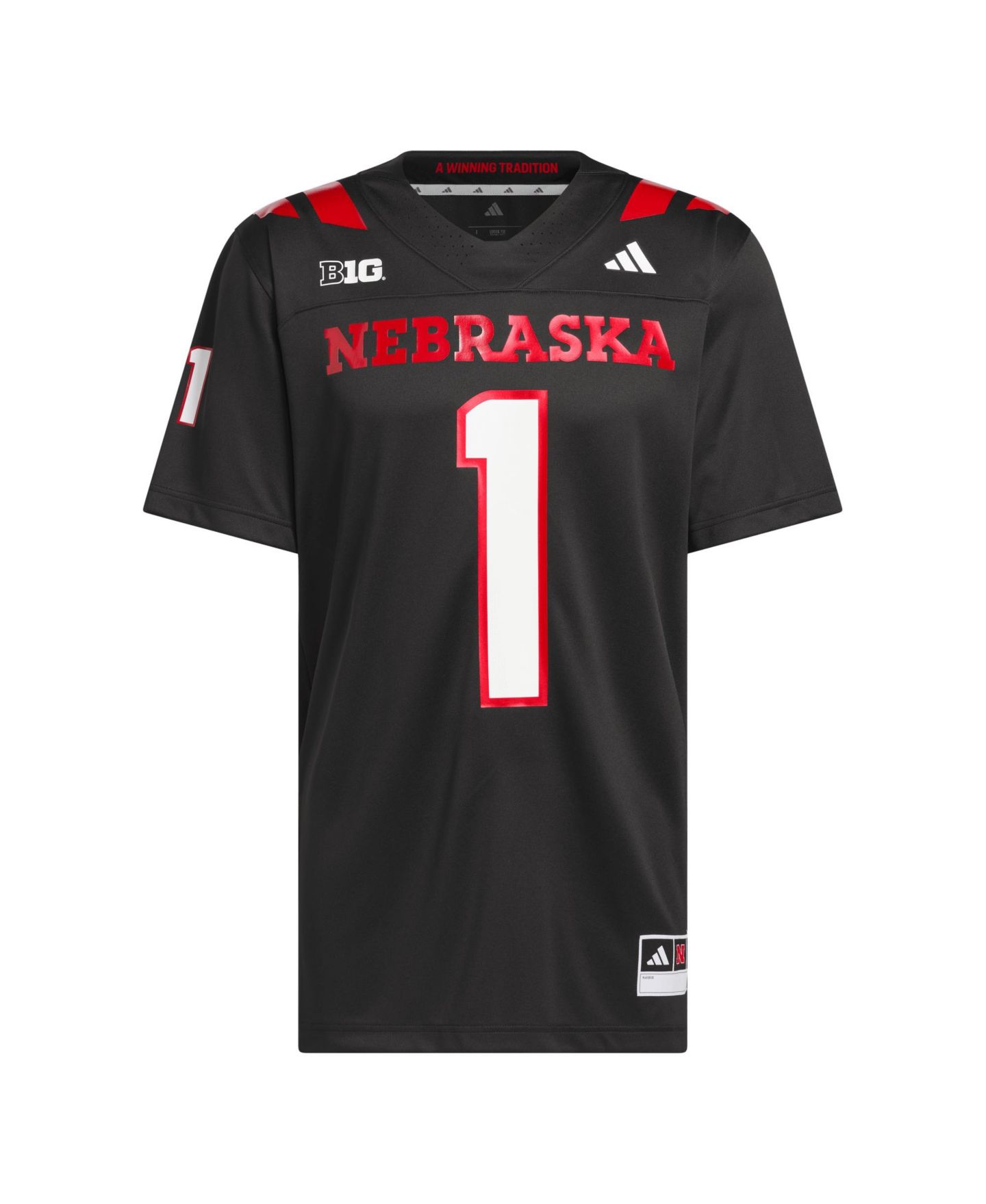 Мужской топ adidas #1 Black Nebraska Huskers Our Red Burns Brighter Premier Strategy Jersey — фото 6