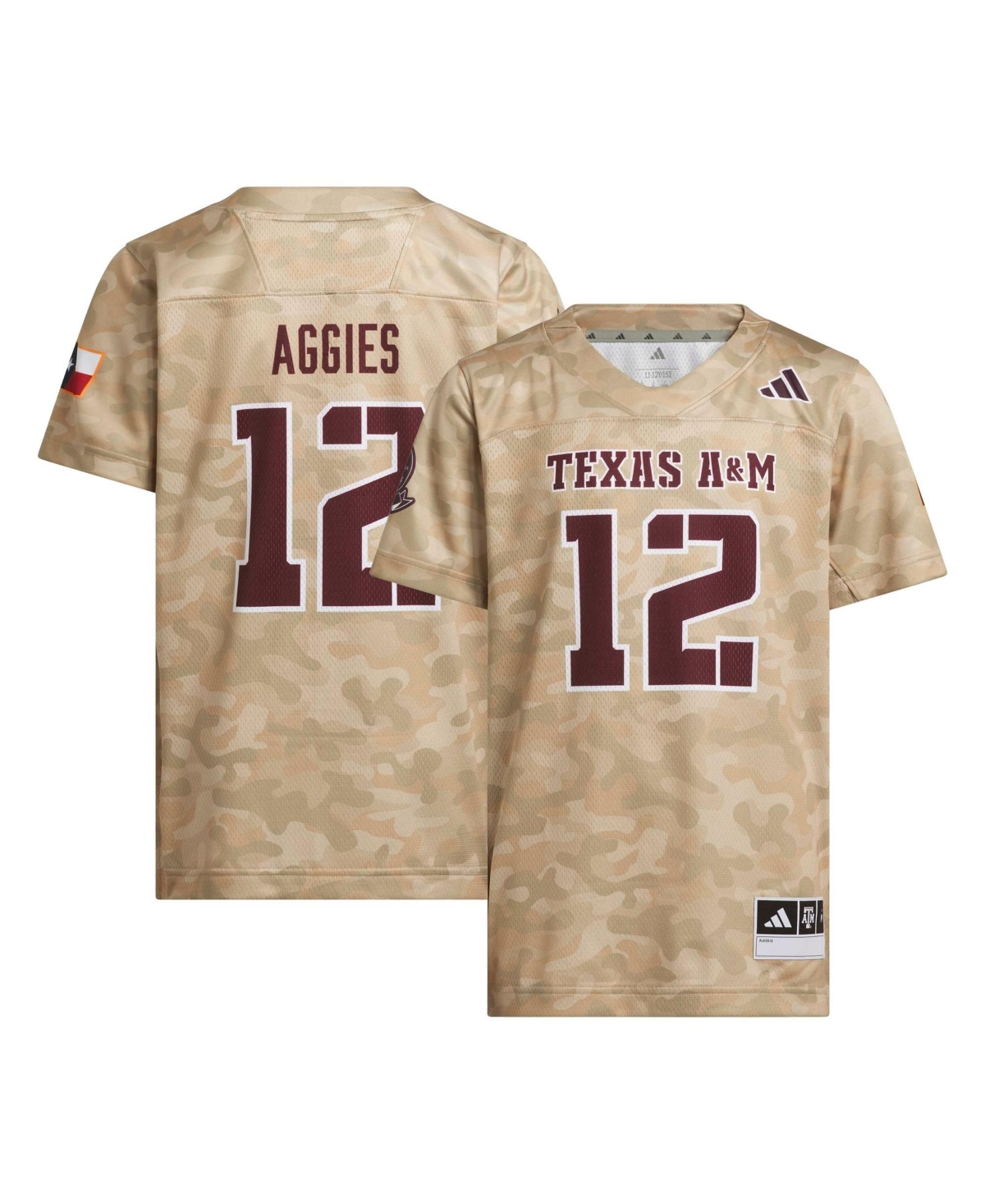 adidas Big Boys and Girls 12 Beige Texas A&M Aggies Honor Support Strategy Football Jersey