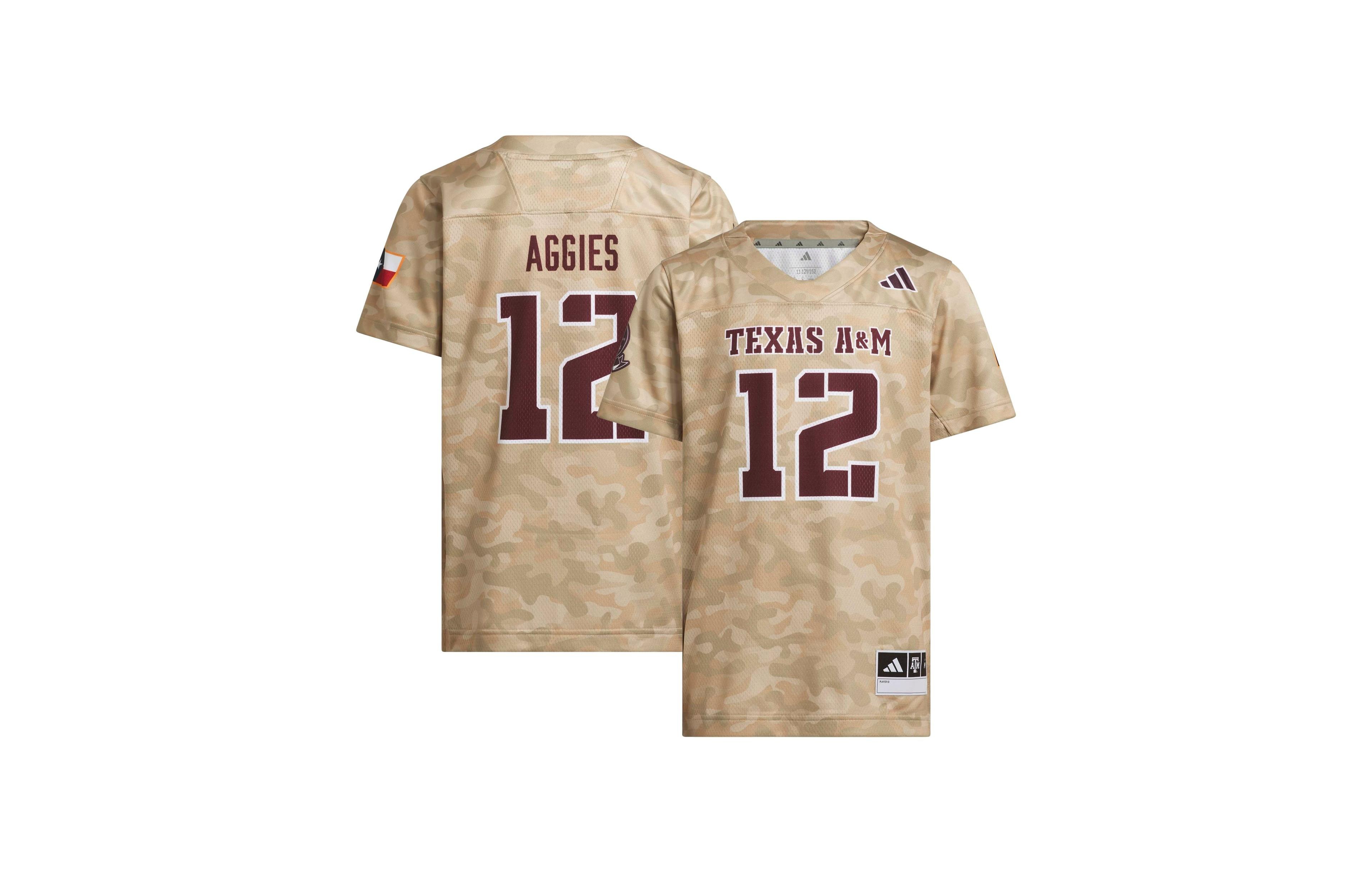 adidas Big Boys and Girls 12 Beige Texas A&M Aggies Honor Support Strategy Football Jersey