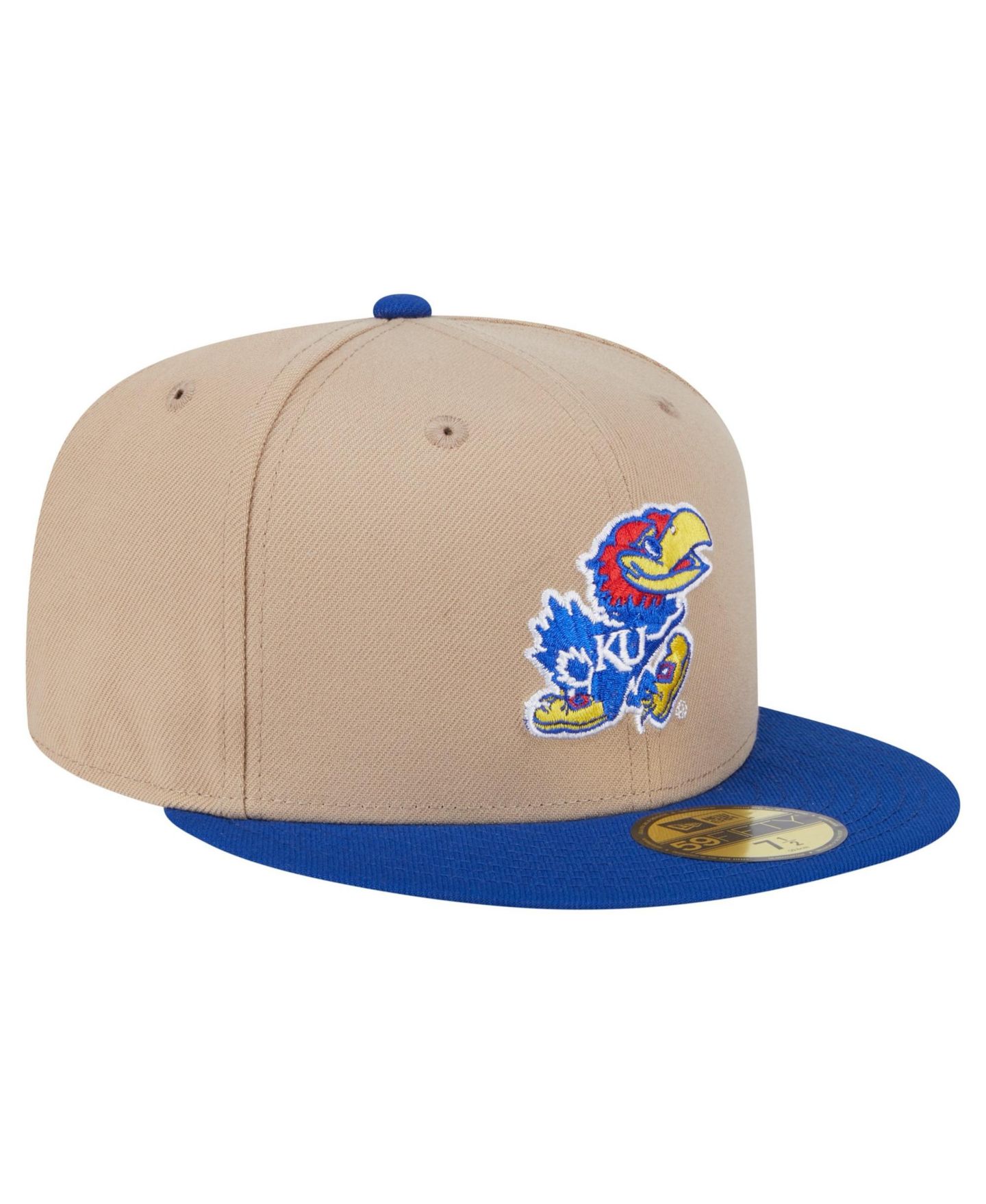 Мужская кепка New Era Khaki Kansas Jayhawks Two-Tone 59FIFTY Fitted Hat — фото 4