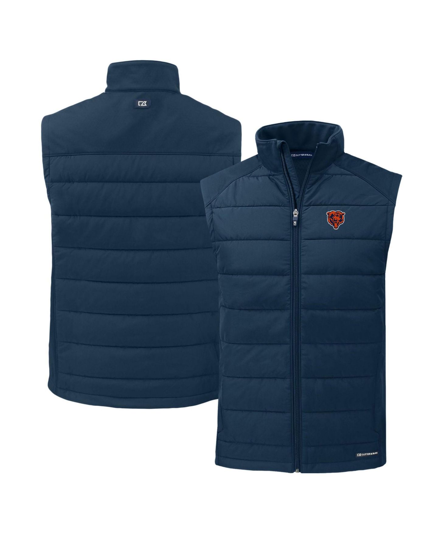 Мужской жилет Cutter & Buck Navy Chicago Bears Throwback Evoke Hybrid Eco Softshell Recycled Full-Zip Vest — фото 1