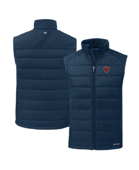 Мужской жилет Cutter & Buck Navy Chicago Bears Throwback Evoke Hybrid Eco Softshell Recycled Full-Zip Vest
