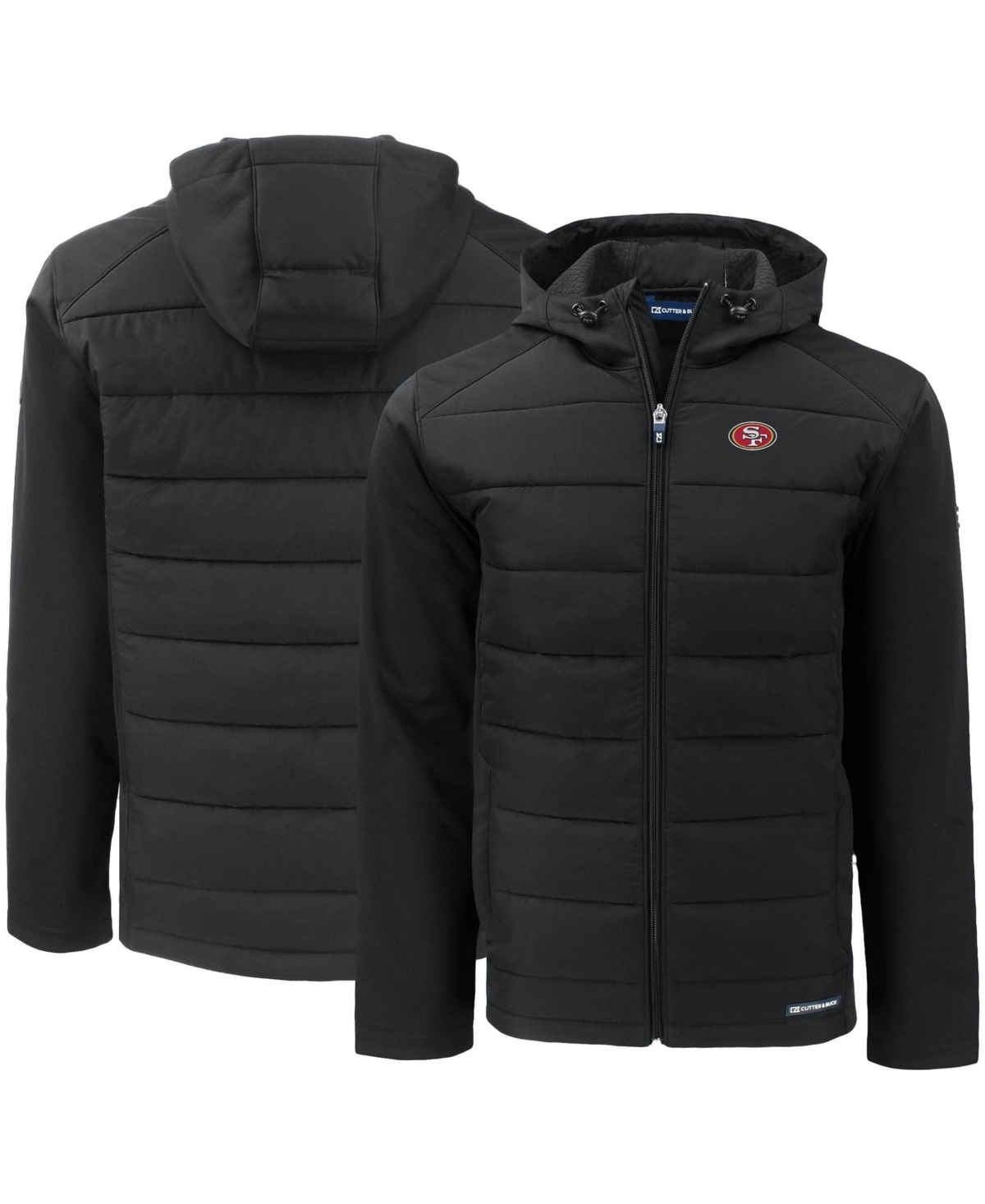 Cutter & Buck Men's Cutter Buck Black San Francisco 49ers Evoke PrimaLoft Hybrid Eco Softshell Recycled Full-Zip Hooded Jacket
