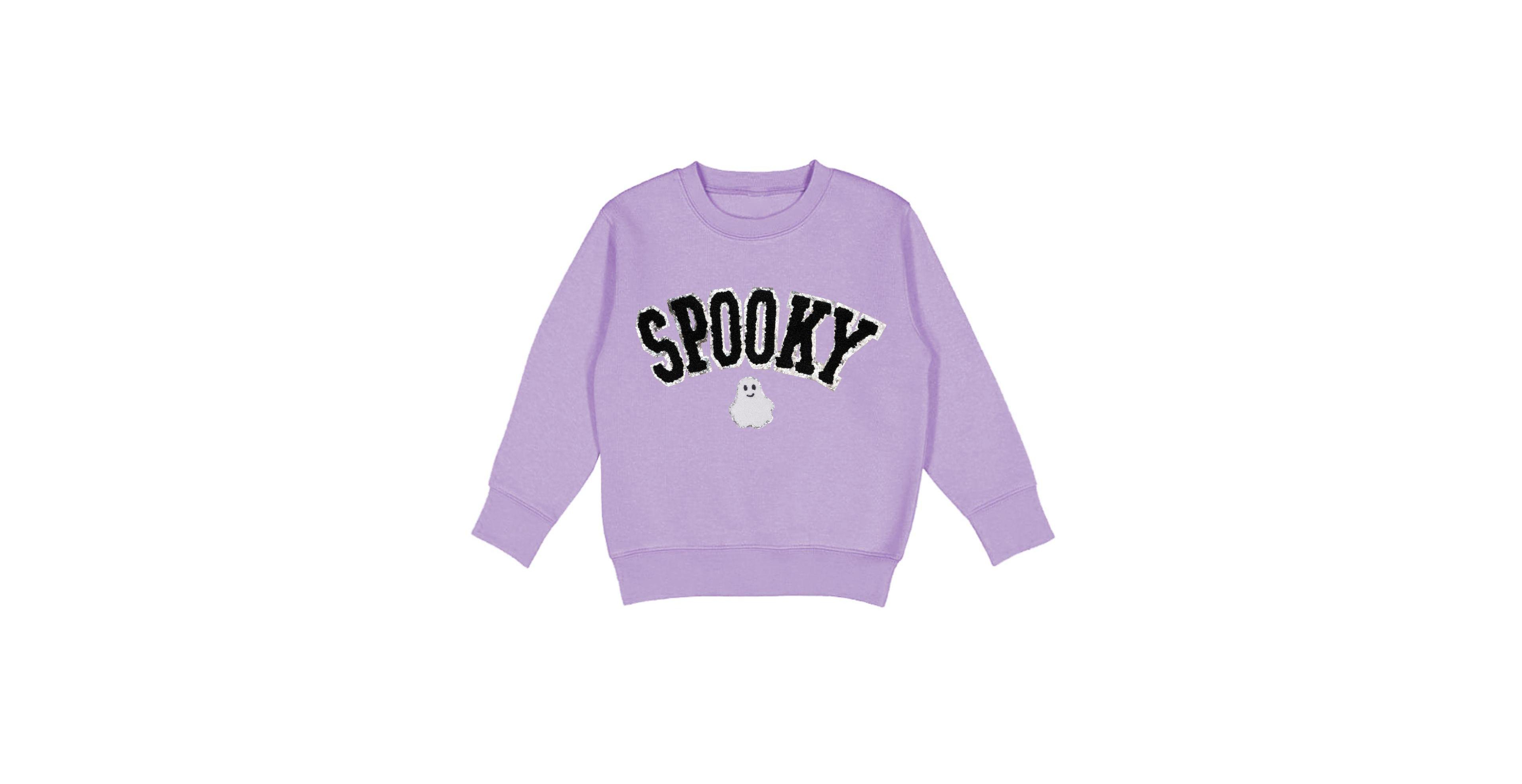 Sweet Wink Girls' 4-16 Spooky Ghost Patch Crewneck Long-Sleeve Halloween Sweatshirt