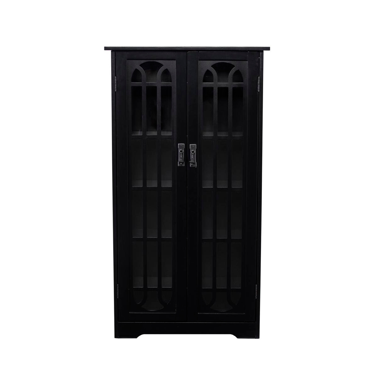 Augusta Home Window Pane Media Cabinet - Black