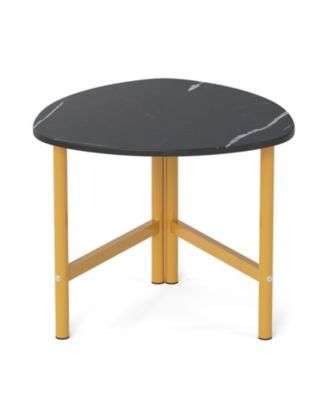 Industrial Triangle Coffee Table with Powder-Coated Metal Legs