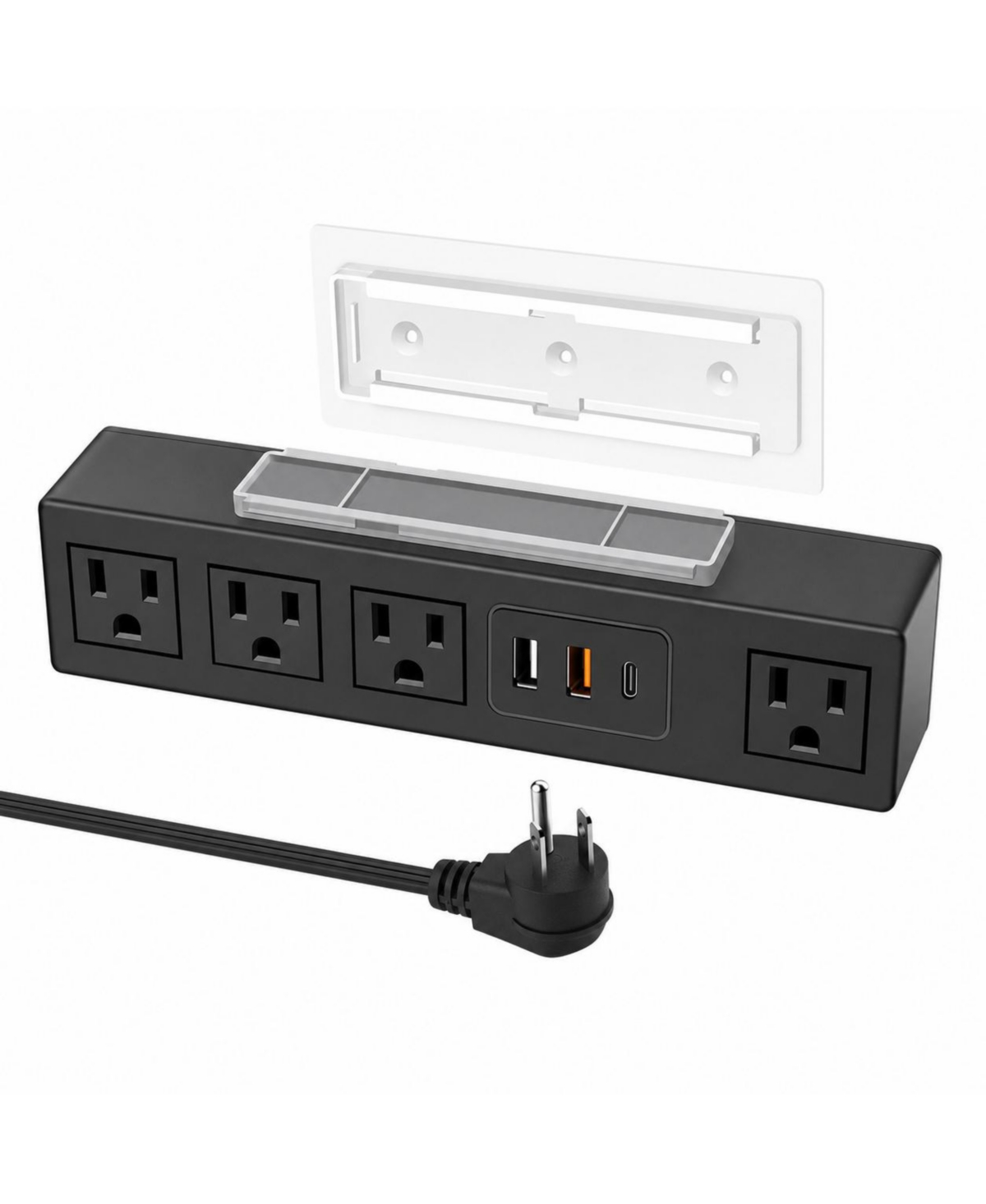 Lofree Under-Desk Mount Surge Protector Power Strip with Usb-c and Usb-a Ports, Compatible with Usb Devices - Black