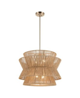 Ophira 28 Inch 4 Light Pendant with Jute Shade in Champagne