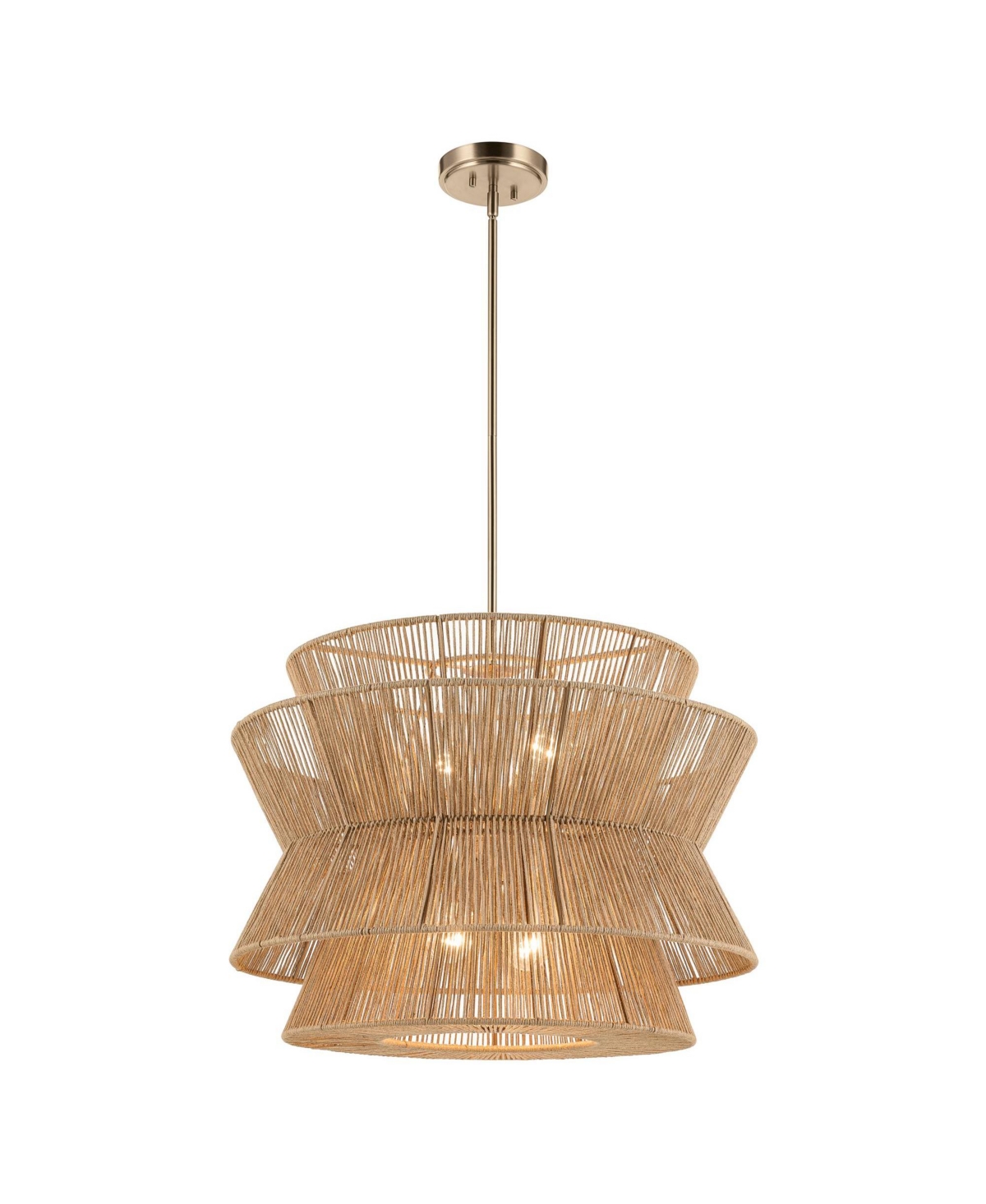 Kichler Ophira 28 Inch 4 Light Pendant with Jute Shade in Champagne